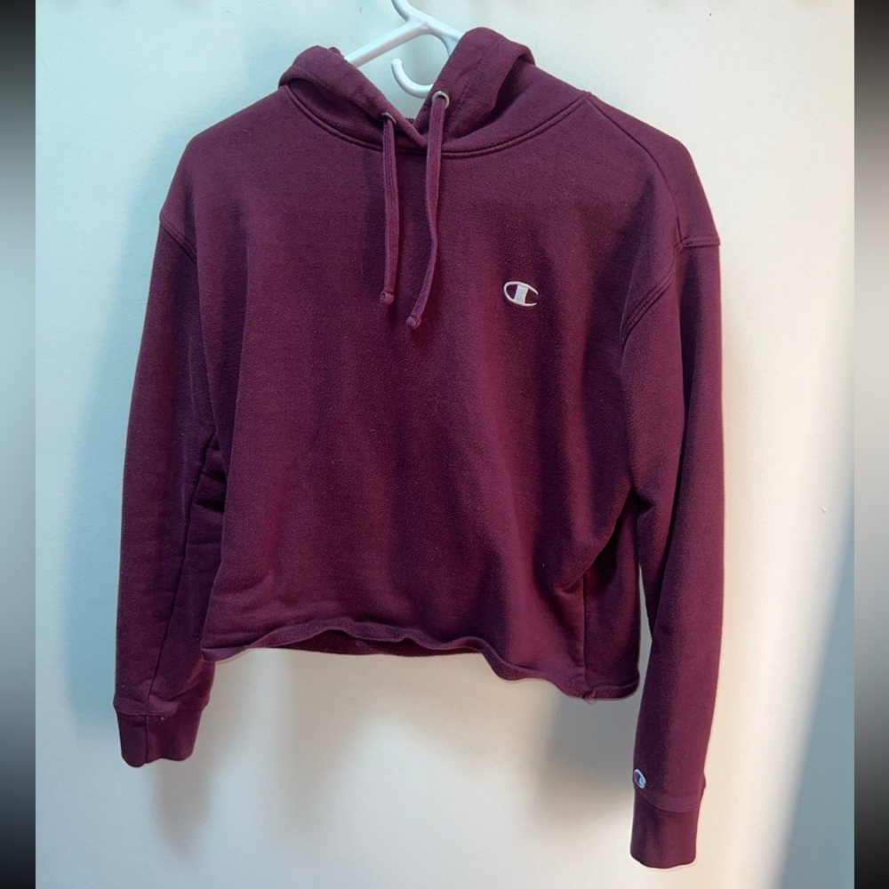 Champion maroon and white hoodie size S